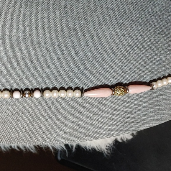 Vintage 1928 Signed Faux Pearl with Pink Teardrop Beads - Picture 2 of 15